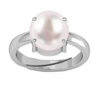 DENMES Laboratoire - Bague en argent avec perle naturelle de 4,00 carats certifiée Moti - Réglable - Pour homme et femme - B0DL6D2N