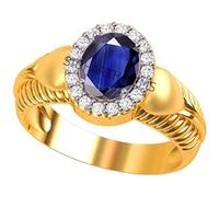 DENMOUS 14.25 Ratti Certified Aa Quality Natural Blue Sapphire Neelam Bague plaquée or pour homme et femme S-B0BX4F1L-01