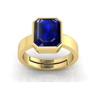 DENMOUS 18.25 Ratti Bague en plaqué or avec saphir bleu naturel non chauffé non chauffé de qualité Aaa ++ pour homme et femme S-B0BXB2D6, taille S, pierre précieuse, Small, Gemme