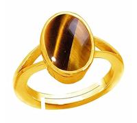 DENMOUS 6,25 Ratti 5,00 carats de qualité supérieure en œil de tigre naturel Panchdhatu (bague réglable taille libre Anguthi) Pierre précieuse certifiée par laboratoire (Aaa +) de qualité pour homme