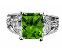 DENMOUS 9.25 Ratti 8.25 Carat Certified Natural Green Peridot Brass Finger Gemstone Bague réglable Anguthi pour homme et femme-B0CKN6K4-01