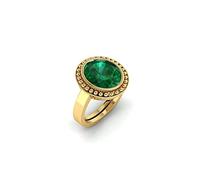 DENMOUS AMZ3589 Bague réglable plaquée or Rashi Ratan avec émeraude naturelle certifiée 9,25 Ratti 8,20 carats pour homme et femme Taille S, Small, Argent sterling