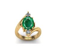 DENMOUS AMZ7132 Bague réglable plaquée or Rashi Ratan avec émeraude naturelle certifiée 8 carats pour homme et femme Taille S Pierre précieuse, Small, Pierre précieuse