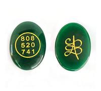 DENMOUS B09PC5H211 Bouton en cristal avec inscription « For Prosperity And To Attract Money By Luck » en cabochon naturel ovale pour guérison Reiki (recto verso)