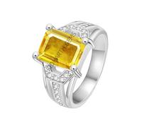 DENMOUS Bague 9.25 Ratti 8,55 carats non chauffée non traitée de qualité A+ Saphir jaune naturel plaqué argent pour homme et femme Certifié laboratoire B0CKBTRB-01