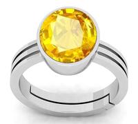 DENMOUS Bague avec saphir jaune 7,50 carats certifié non chauffé non traité Pukhraj Panchdhatu pour homme et femme certifié par laboratoire B0CRBK4V-01