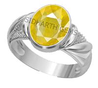 DENMOUS Bague certifiée non chauffée 11.00 Ratti A+ Qualité Saphir Jaune Naturel Pukhraj Pierre Précieuse Argent Bague Réglable pour Homme et Femme S-B0BX4CL9-01