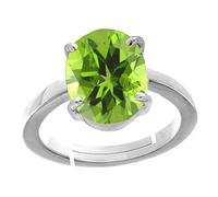 DENMOUS Bague certifiée non chauffée non chauffée 8,25 Ratti 7,42 carats de qualité A+ avec péridot naturel pour homme et femme - AMZ894, taille S, argent sterling, Small, Argent sterling