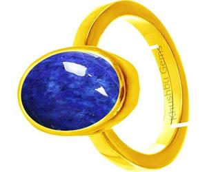 DENMOUS Bague en lapis lazuli naturelle certifiée en laboratoire Ratti 5,25 avec certificat de laboratoire - B0BMYR3M11