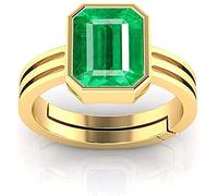 DENMOUS Bague en or avec émeraude naturelle de 7,25 Ratti (pierre naturelle Panna/Panna en or) Pierre précieuse de qualité AAA Bague réglable à usage astrologique pour homme et femme par laboratoire