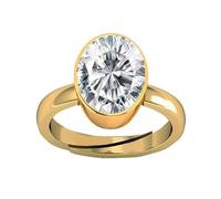 DENMOUS Bague en oxyde de zirconium blanc 13,25 ratti 12,50 carats, plaqué or, réglable, non chauffé, non traité, avec pierre de naissance en zircone, certifié B0DRL18PB
