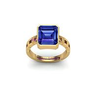 DENMOUS Bague non chauffée non chauffée non traitée 8,00 carats Aaa + avec saphir bleu naturel Neelam plaqué or réglable pour homme et femme (lab - certifié) -B0BSLQTP1