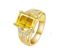 DENMOUS Bague plaquée or avec saphir jaune naturel 11,25 Ratti 10,00 carat non chauffé non traité A+ - Pour homme et femme - -B0CKBXYP-00