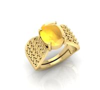 DENMOUS Bague plaquée or avec saphir jaune naturel de qualit non chauffée 7,00 Ratti non chauffée pour homme et femme (B0CTWSLK-M1)