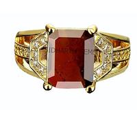 DENMOUS Bague réglable Ashtdhatu 9,25 Ratti 8,47 carats avec grenat hessonite authentique et certifiée par Ggtl Pierre précieuse naturelle gommée à des fins astrologiques - B0CK5LMXDN