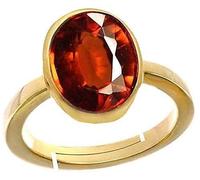 DENMOUS Bague réglable Ashtdhatu 9,25 Ratti 8,47 carats avec grenat hessonite originale et certifiée par Wtgtl Pierre précieuse naturelle gommée non chauffée et non traitée à des fins astrologiques