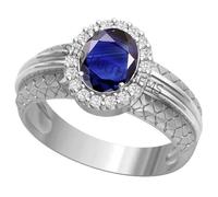 DENMOUS Bague réglable avec saphir bleu plaqué argent 14,00 carats non chauffé et non traité Neelam naturel de Ceylan pour homme et femme-B0BX4CNV-01