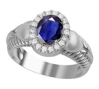 DENMOUS Bague réglable avec saphir bleu plaqué argent 9,00 carats non chauffé et non traité Neelam naturel de Ceylan pour homme et femme-B0BX4BM9-01