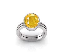 DENMOUS Bague réglable avec saphir jaune naturel certifié 11,25 Ratti 10,60 carats pour homme et femme-B09T9BD7DNM