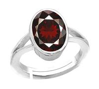 DENMOUS Bague réglable en argent avec pierre précieuse astrologique certifiée en laboratoire Ratti - Hessonite/grenat/gommé - Tailles entre 15 et 28 - Pour homme et femme S-B08W3G31-01