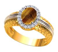 DENMOUS Bague réglable en cristal naturel œil de tigre 7,25 Ratti - 6,50 carats - Pierre certifiée pour homme et femme - B0C41TSX-01