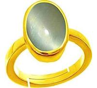 DENMOUS Bague réglable non chauffée non chauffée certifiée Ratti 9,25 Ratti de qualité supérieure œil de chat Plaqué or Pierre précieuse certifiée par laboratoire (Aaa +) de qualité pour homme et