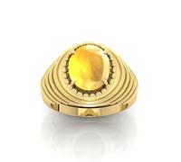 DENMOUS Bague saphir jaune 6,25 carats certifiée Aaa++ de qualité naturelle saphir jaune Pukhraj bague en or pour homme et femme S-B0CTX34S1