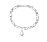 DENMOUS Brmfkd7193-1 Bracelet en argent sterling 92,5 % pur avec symbole Sikh Khanda pour homme