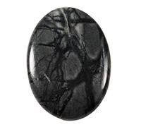 DENMOUS Jaspe Picasso - Cabochon ovale - Pierre précieuse naturelle - 46,4 carats - Nk98-B08HN8SD-1D