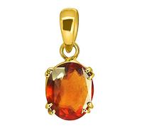 DENMOUS Manu Gems 10.00 Ratti Hessonite Grenat Ashtdhatu Pendentif plaqué or original et certifié par Ggtl Pierre précieuse naturelle gommée non chauffée et non traitée à des fins