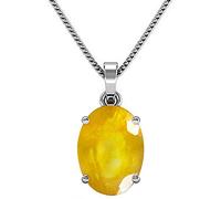 DENMOUS Naturelle 9.25 Ratti 8.85 Carat A Pendentif Saphir Jaune Plaqué Argent pour Homme et Femme - B0CSXB5Q17AMZ2336, Small, Argent sterling