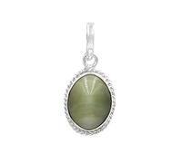 DENMOUS Pendentif œil de chat/Lahsuniya certifié en laboratoire 12,25 Ratti / 11,32 carats (médaillet) en argent pour homme et femme - AMZ608, Small, Argent sterling
