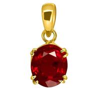 DENMOUS Pendentif / médaillon certifié 8,25 Ratti / 7,00 carats de qualité A+ - Rubis naturel Manik Ashtadhatu plaqué or - Pierre précieuse certifiée par laboratoire (Top A +) - Qualité AMZ2857