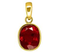 DENMOUS Pendentif / médaillon plaqué or certifié 12,25 Ratti - Rubis naturel Manik Ashtadhatu - Certifié en laboratoire - AMZ614 - Taille S - Argent sterling, Small, Argent sterling