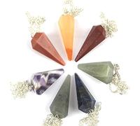DENMOUS Pendule 7 chakras en pierre précieuse véritable guérison Reiki Chakra équilibrage porte-bonheur méditation -B014HJO91