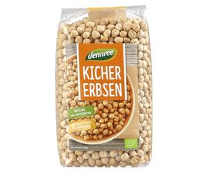 dennree Pois chiches bio 500 g - Séchés, végétaliens et riches en protéines - Pour houmous, falafel, ragoûts et salades - Légumineuses issues de l'agriculture biologique