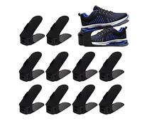 Deno Rangement pour Chaussures pour Économiser l'espace - 10 Pcs Empileur Chaussures Réglable Space Saver Étagère Support Rangement Organisateur Gar-Robe Floor Stack Display (Noir)