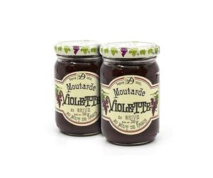 Denoix - Lot de 2 Moutardes Violettes de Brive au Moût de Raisin 2x200g 400g - Recette Artisanale Depuis 1839 - Condiment Doux et Épicé - Distillerie Denoix Corrèze - Cellier du Périgord