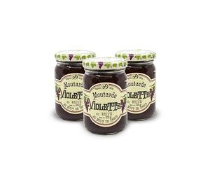 Denoix - Lot de 3 Moutardes Violettes de Brive au Moût de Raisin 3x200g 600g - Recette Artisanale Depuis 1839 - Condiment Doux et Épicé - Distillerie Denoix Corrèze - Cellier du Périgord