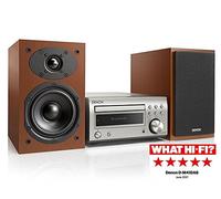 Denon D-M41DAB Mini-Chaîne Hi-FI - Argent Premium-Bois de Cerisier | Amplificateur stéréo, lecteur CD, triple réduction de bruit, format compact, puissance de 2 x 30 watts (haut de gamme)