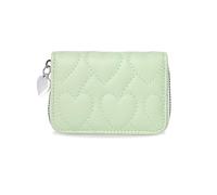 Denovin Portefeuille pour femme, porte-cartes de crédit et de visite, fermeture éclair en forme d'amour, petits portefeuilles mignons pour femme pour argent, clés, monnaie, carte d'identité, vert
