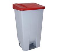 helit h2405525 - Volume de tretabfallbehälter à roulettes 120 l, gris/rouge
