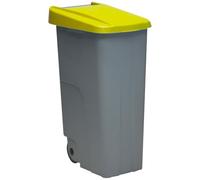 Poubelle à Roulettes Denox 110 L 58 x 41 x 89 cm Jaune et gris Gris