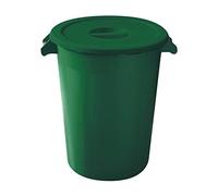 Denox Poubelle industrielle 100 l - Vert, convient pour un usage alimentaire et matériau à fort impact, empilable avec poignées ergonomiques et base à roulettes en option