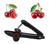 Dénoyauteur à Cerises Dénoyauteurs de Cerise et Olives Avec Silicone Souple Qualité Alimentaire Acier Inoxydable Pour Un Retrait Rapide des Pierres Fruits Faire la Confiture Gelée(Noir)