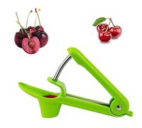 Dénoyauteur à Cerises Dénoyauteurs de Cerise et Olives Avec Silicone Souple Qualité Alimentaire Acier Inoxydable Pour Un Retrait Rapide des Pierres Fruits Faire la Confiture Gelée(Vert)