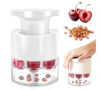 Denoyauteur Cerise et Prune, Outil Dénoyauteur de Cerises 7 en 1, Multi Dénoyauteur Portable des Olives et des Prunes, Pratique Portable et Facile à Ranger (Blanc)