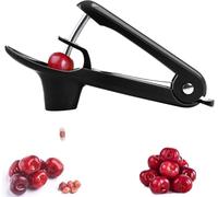 Denoyauteur Cerise,Extracteur de noyaux de cerises en acier inoxydable dénoyauteur de Fruits pour Enlever Olives Cerises Dattes Rouges (noir)