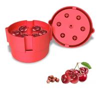 dénoyauteur cerises, multi dénoyauteur pour cerises, de noyaux de cerises, retrait de graines à pression facile avec 6 dénoyauteurs pour cerises avec protection anti-éclaboussures (rouge)