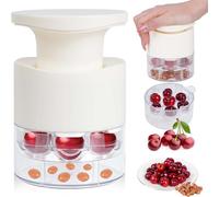 Dénoyauteur de Cerises, Dénoyauteur de Cerises de Type Poussoir À 7 Trous, avec Plateau de Rangement, Séparateur Multi-particules Efficace, Outil D'élimination Des Graines de Fruits pour Cerise white